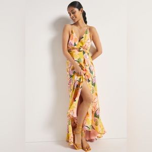 Anthropologie fruit wrap dress